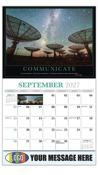 2027 Business Promo Calendar - Motivational Poster - COMMUNICATE - September