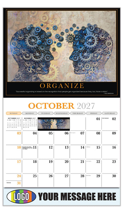 2027 Business Promotion Calendar - Motivational Poster - ORGANIZE - October