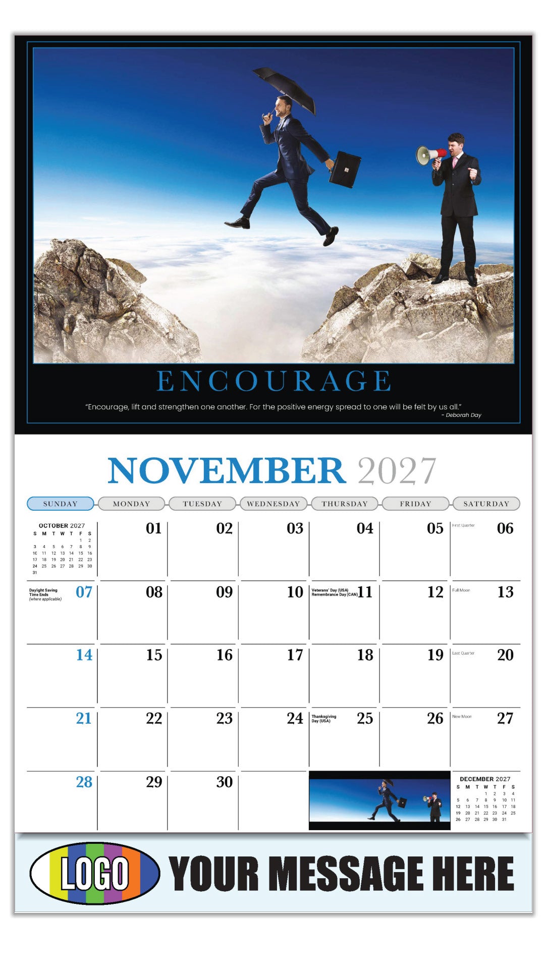 2027 Business Promotion Calendar - Motivational Poster - ENCOURAGE - November