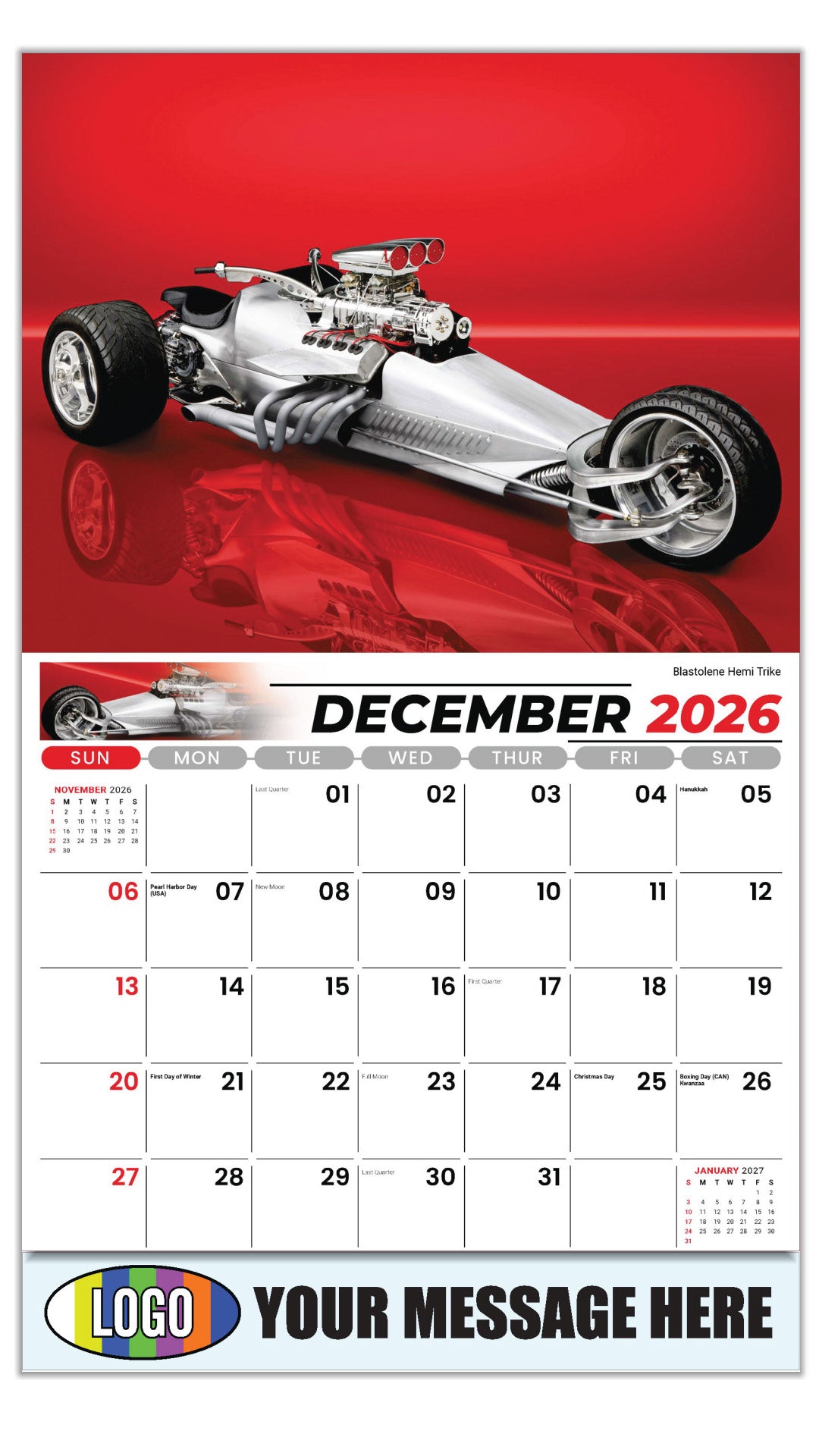 2027 Business Promotional Calendar - Motorcycle Mania - Blastolene Hemi Trike - December_a