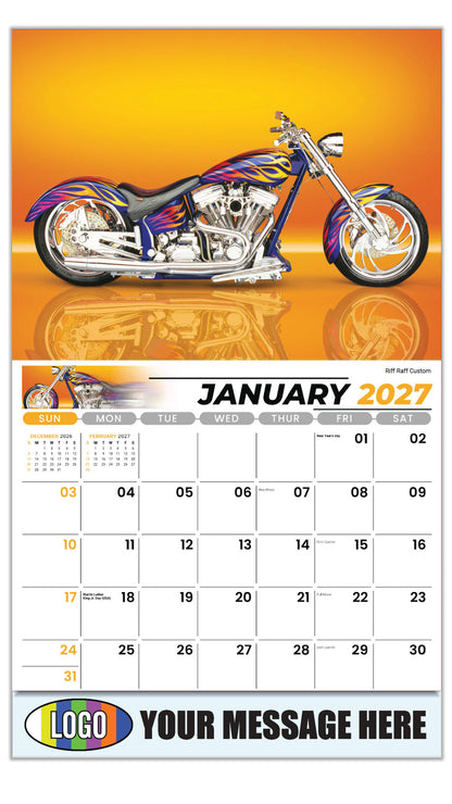 2027 Business Promotional Calendar - Motorcycle Mania - Riff Raff Custom - January