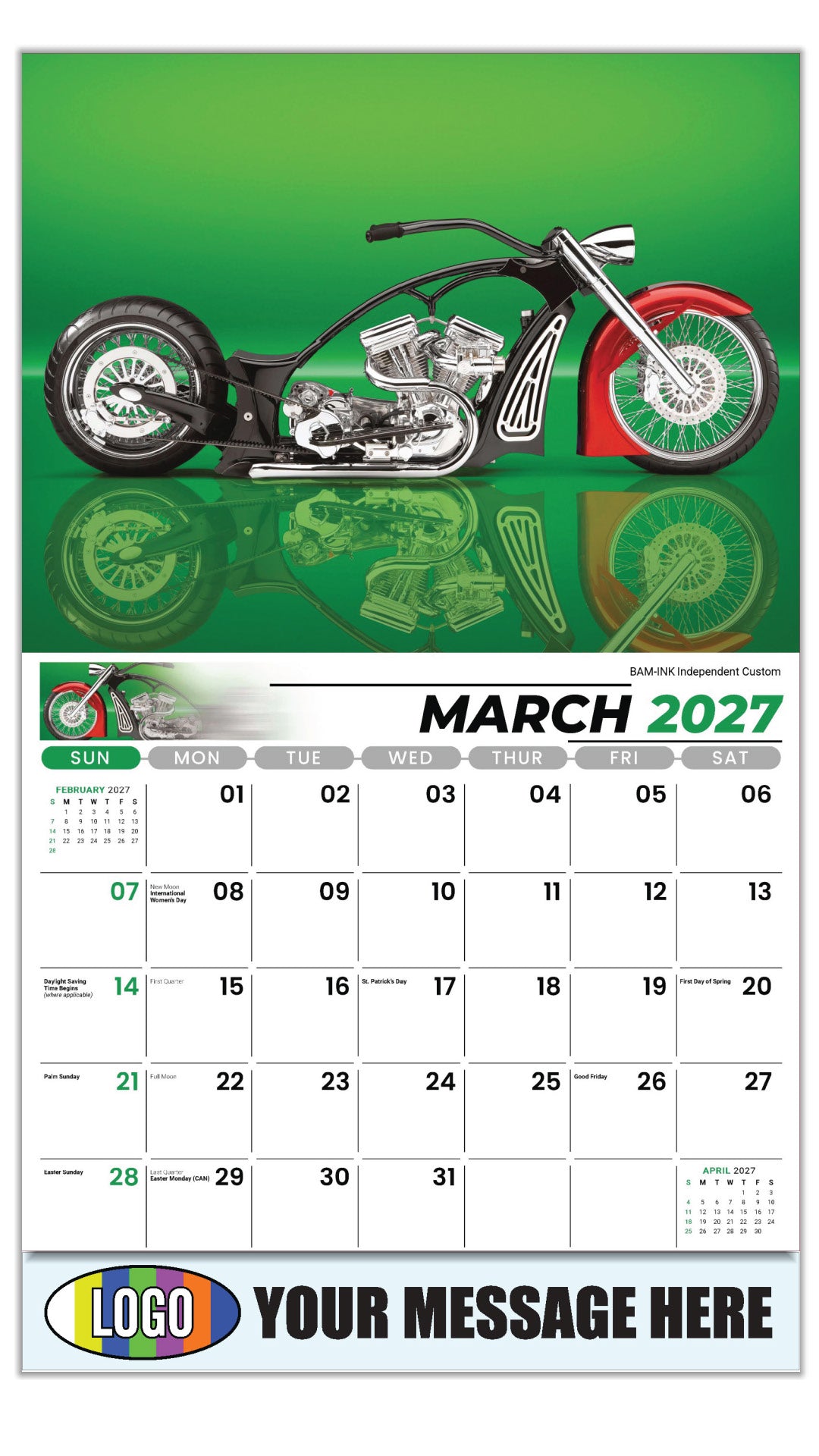 2027 Business Promotional Calendar - Motorcycle Mania - BAM-INK Independent Custom  - March