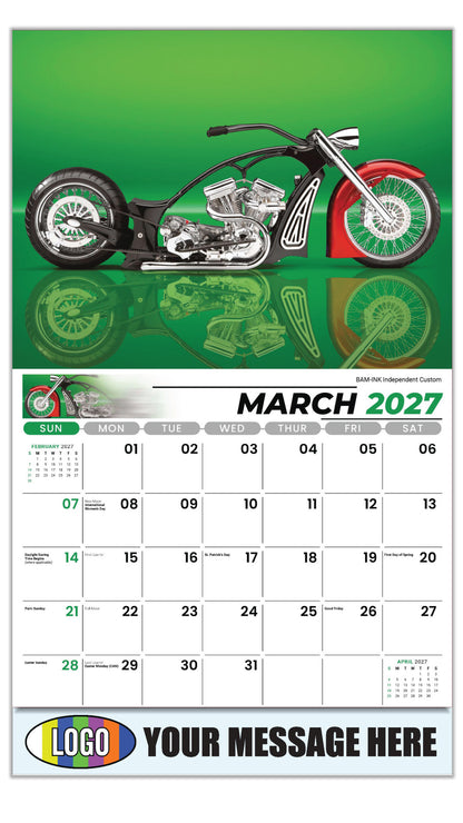 2027 Business Promotional Calendar - Motorcycle Mania - BAM-INK Independent Custom  - March