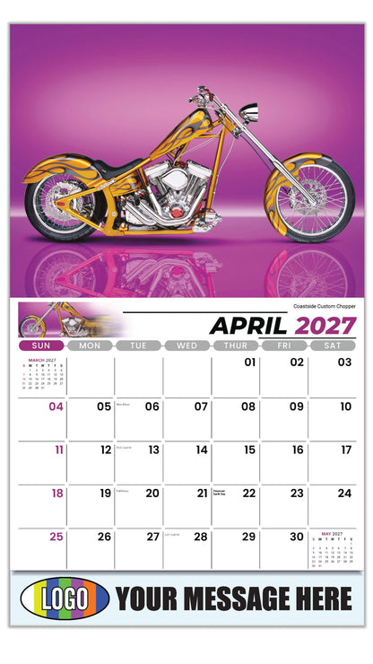 2027 Business Advertising Calendar - Motorcycle Mania - Coastside Custom Chopper - April