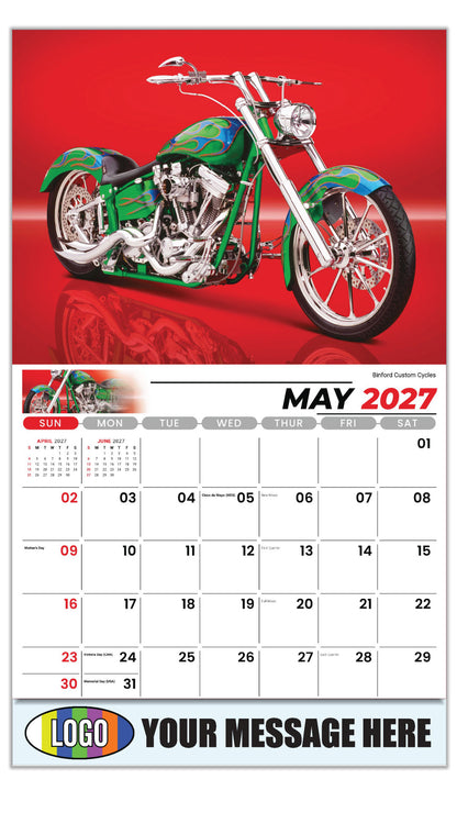 2027 Business Advertising Calendar - Motorcycle Mania - Binford Custom Cycles - May