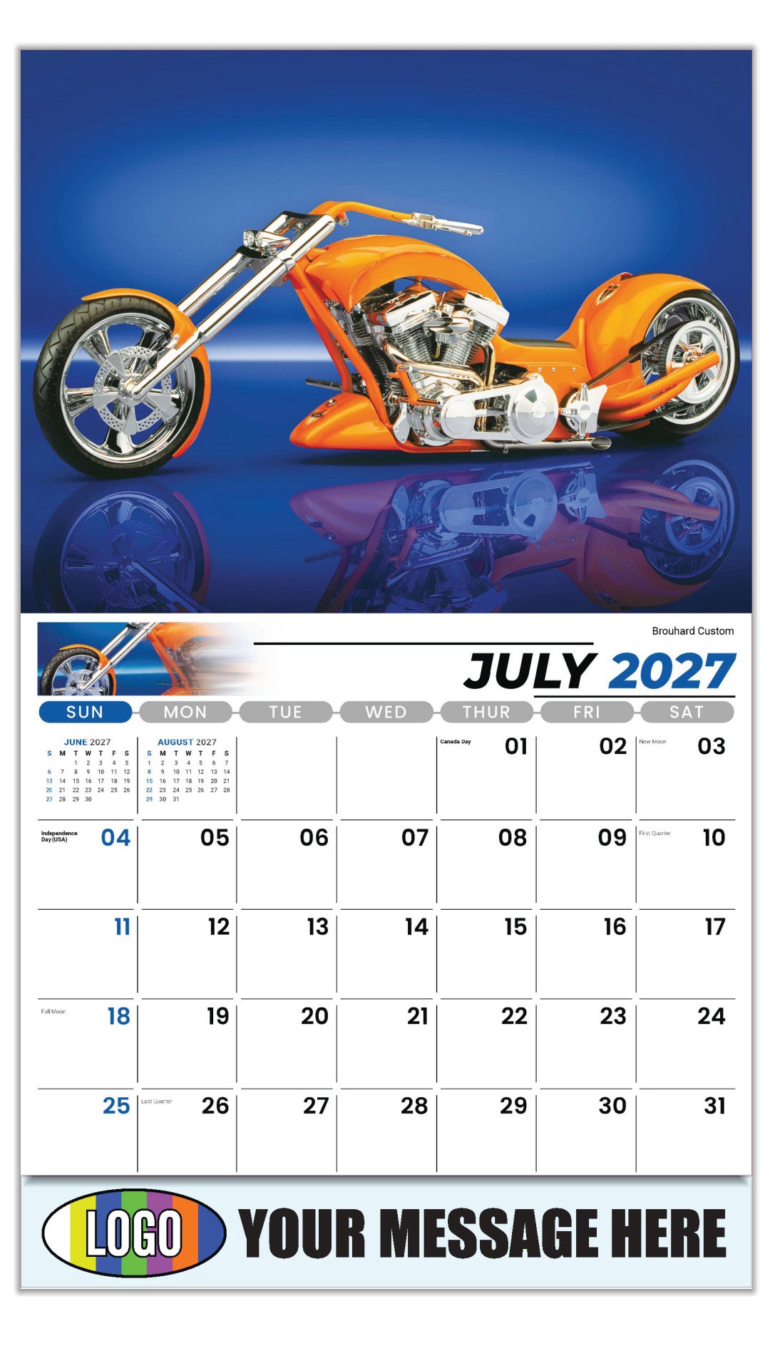 2027 Business Promo Calendar - Motorcycle Mania - Brouhard Custom - July