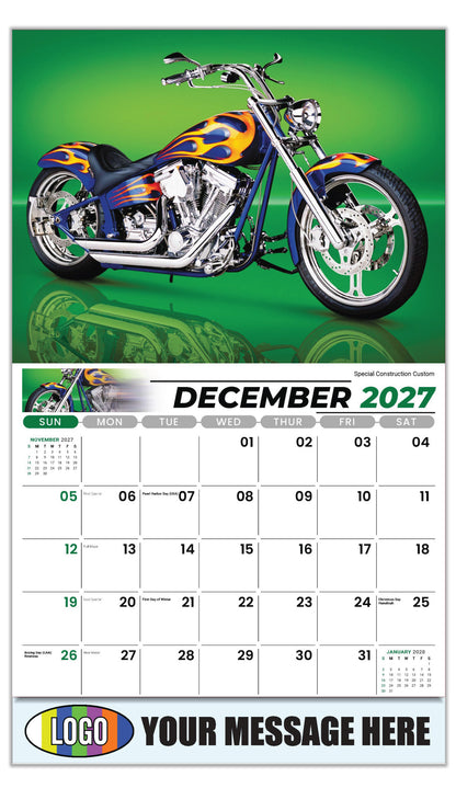 2027 Business Promotion Calendar - Motorcycle Mania - Special Construction Custom  - December