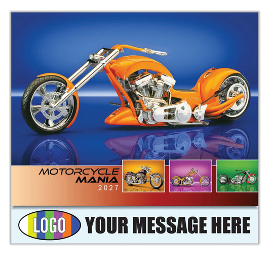2027 Business Promotional Calendar - Motorcycle Mania - Printed with your Logo, Name and message