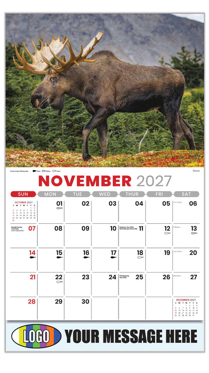 2027 Business Promotion Calendar - North American Wildlife - Moose - November