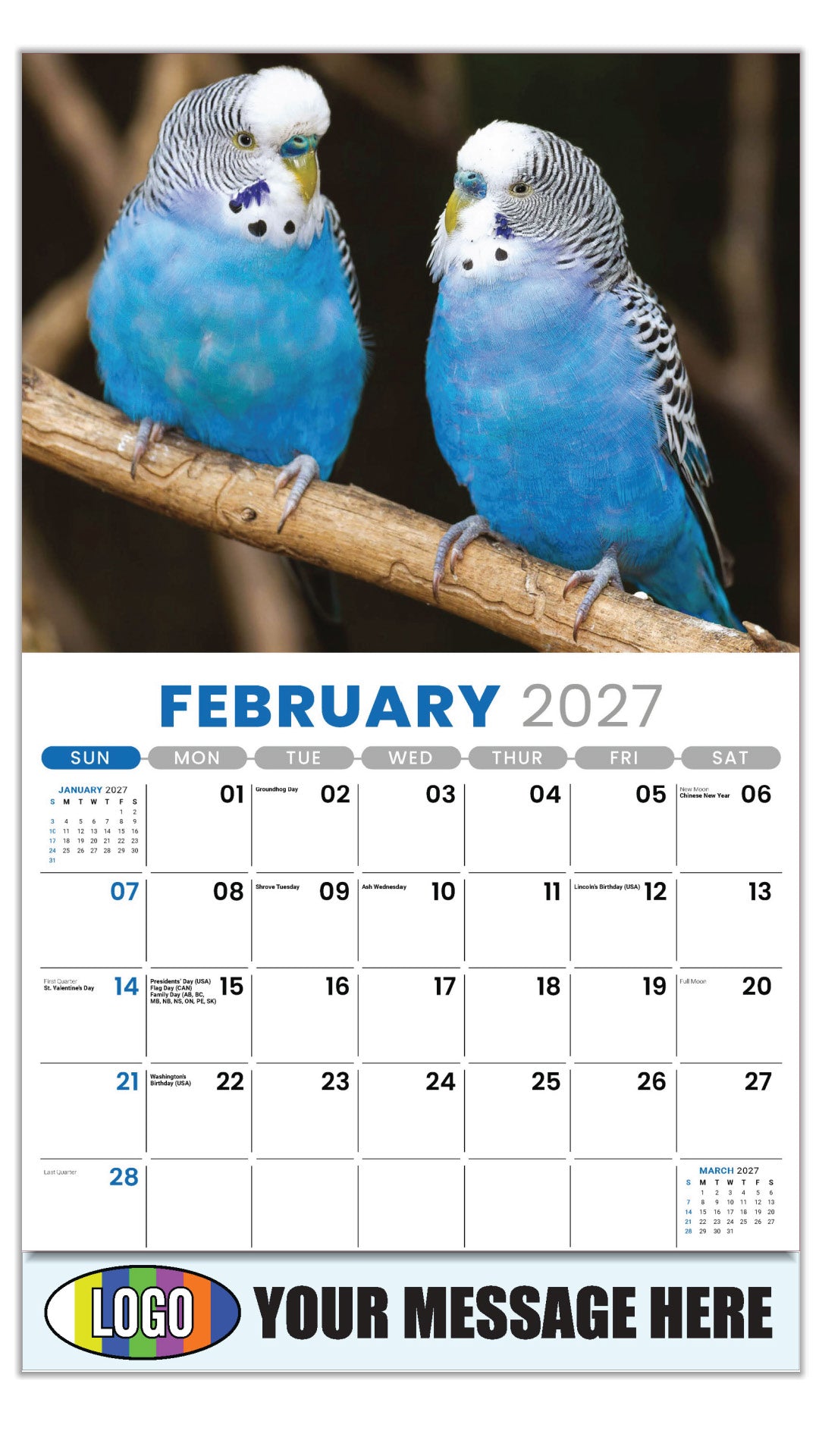 2027 Business Promotional Calendar - Pets - February