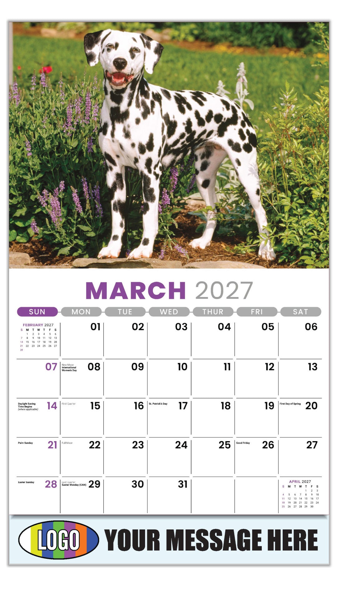 2027 Business Promotional Calendar - Pets - March