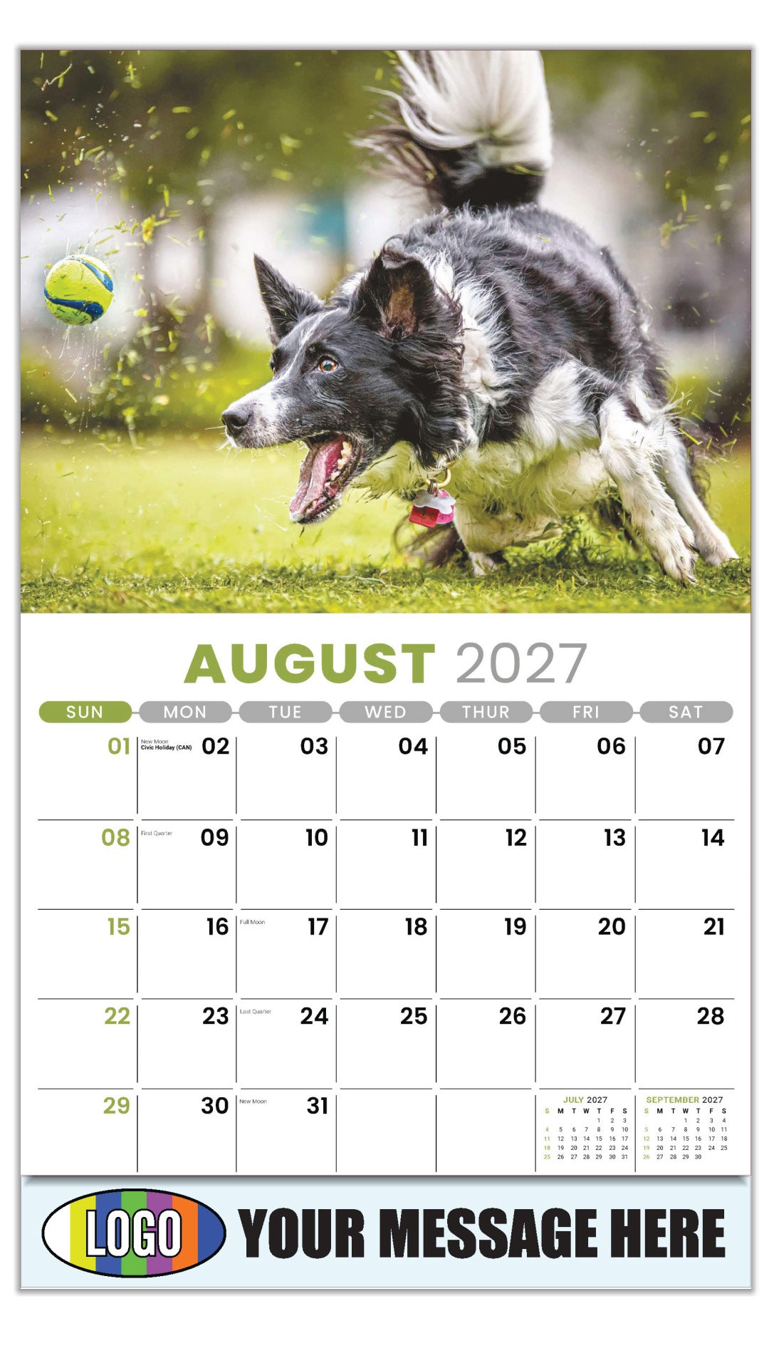 2027 Business Promo Calendar - Pets - August