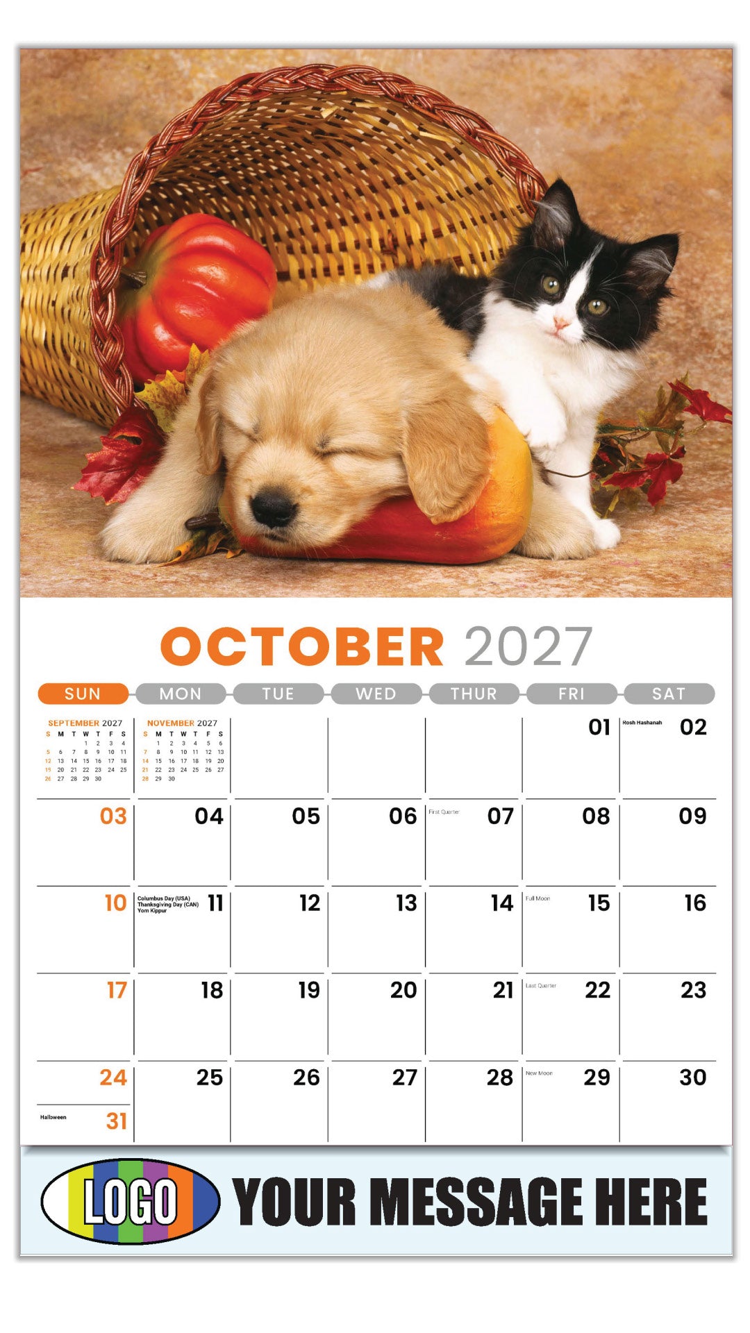 2027 Business Promotion Calendar - Pets - October