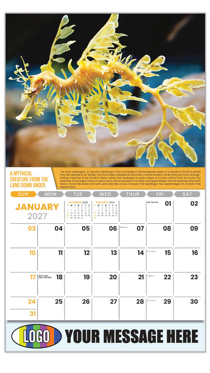 2027 Business Promotional Calendar Planet Earth - January - A Mythical Creature from the Land Down Under 