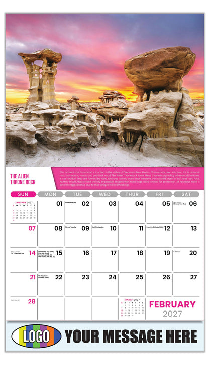 2027 Business Promotional Calendar Planet Earth - February - The Alien Throne Rock