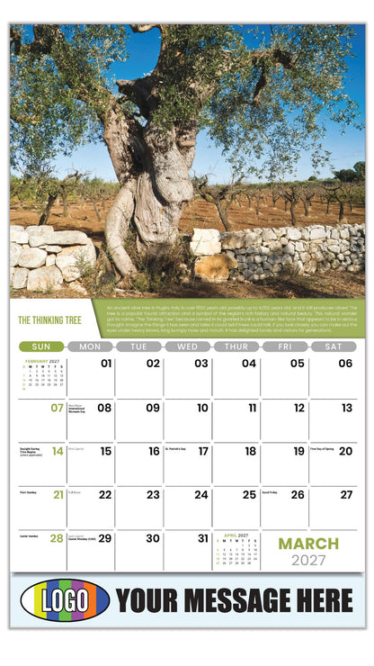 2027 Business Promotional Calendar Planet Earth - March - The Thinking Tree