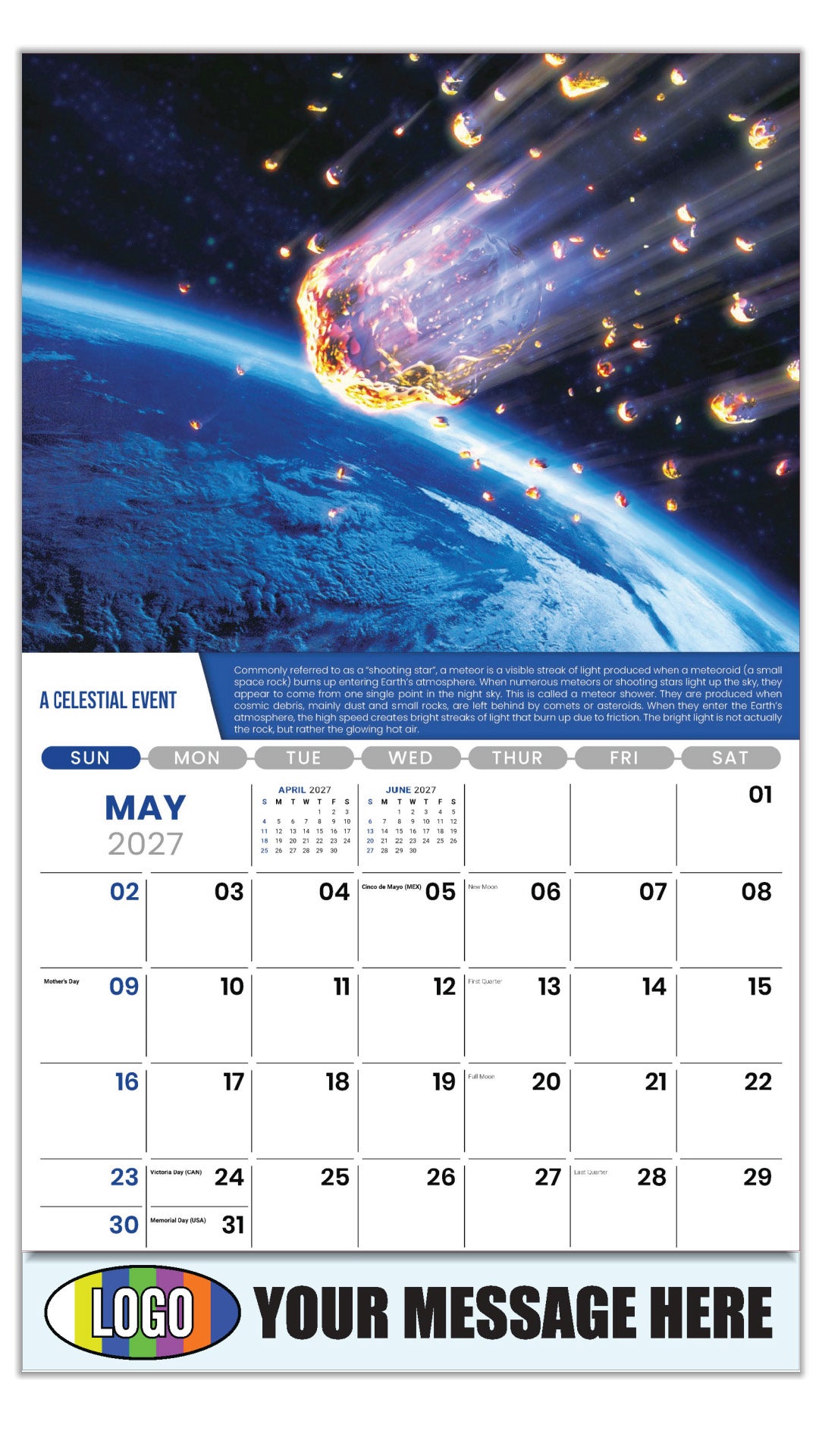 2027 Business Advertising Calendar Planet Earth - May - A Celestial Event