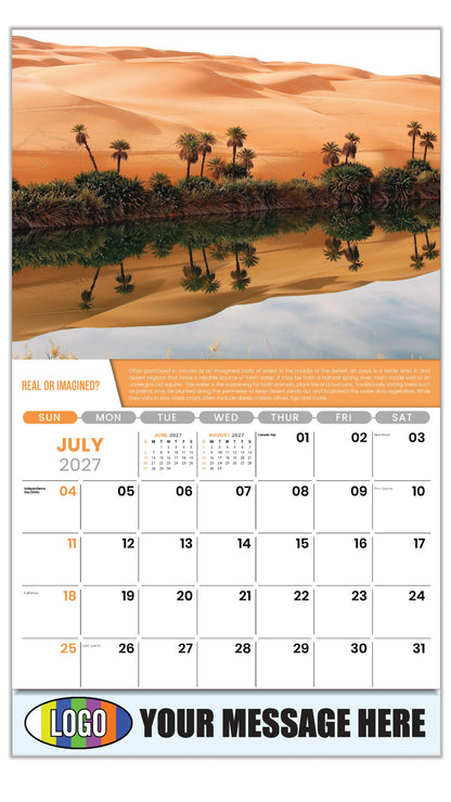 2027 Business Promo Calendar Planet Earth - July - Real or Imagined?