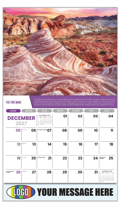 2027 Business Promotion Calendar Planet Earth - December - The Fire Wave