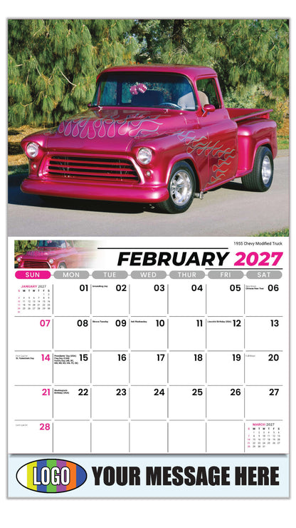 2027 Business Promotional Calendar - Pumped-Up Pickups - 1955 Chevy Modified Truck  - February
