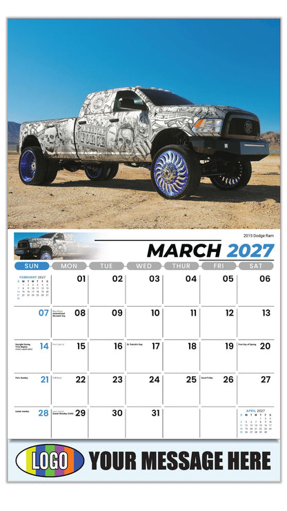 2027 Business Promotional Calendar - Pumped-Up Pickups - 2015 Dodge Ram - March
