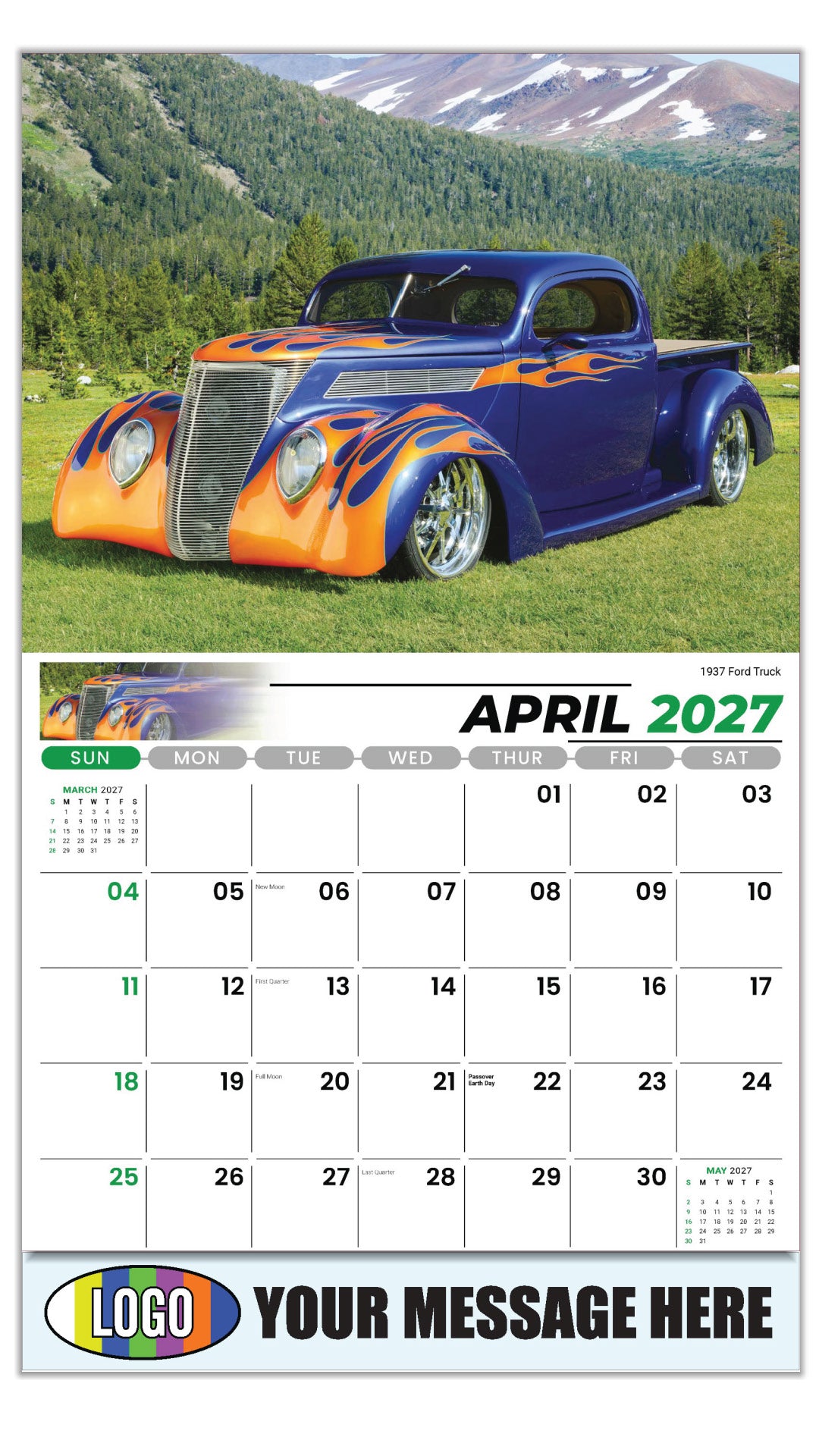 2027 Business Advertising Calendar - Pumped-Up Pickups - 1937 Ford Truck - April