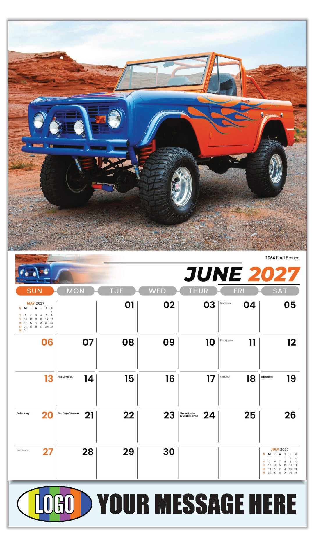 2027 Business Advertising Calendar - Pumped-Up Pickups - 1964 Ford Bronco - June