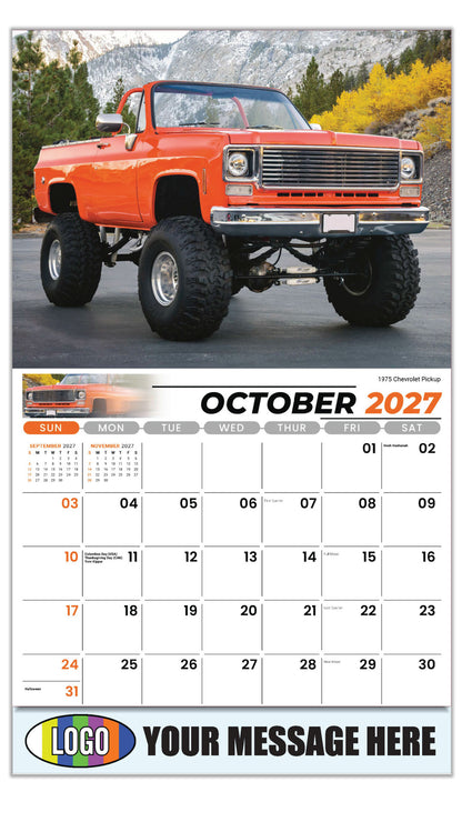 2027 Business Promotion Calendar - Pumped-Up Pickups - 1975 Chevrolet Pickup - October