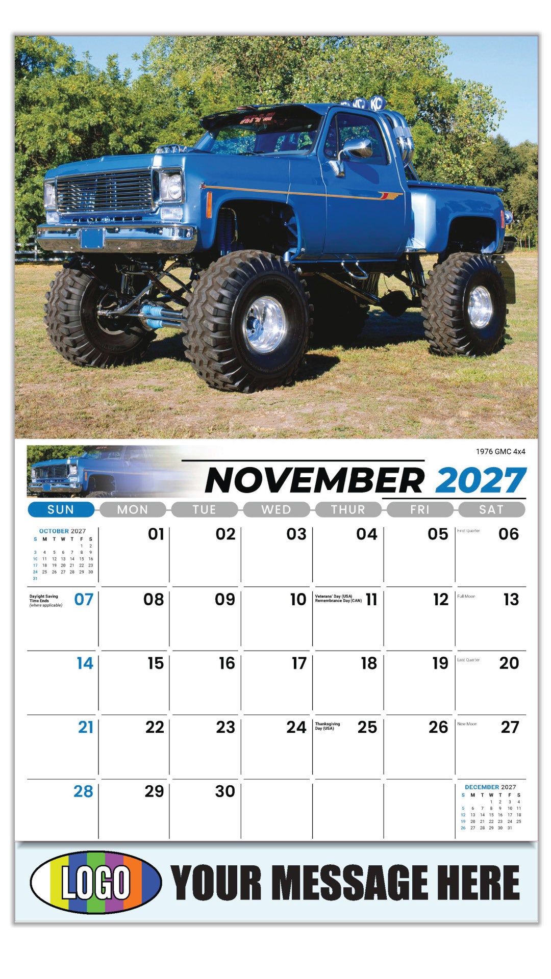 2027 Business Promotion Calendar - Pumped-Up Pickups - 1976 GMC 4x4 - November