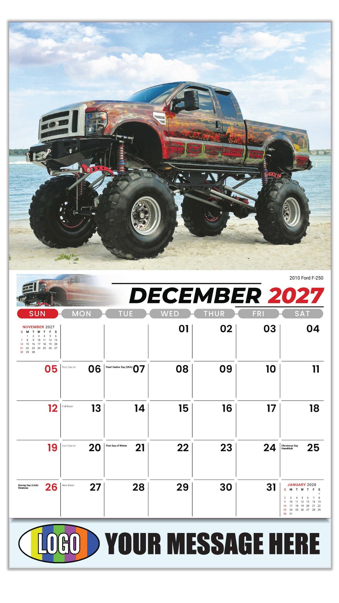 2027 Business Promotion Calendar - Pumped-Up Pickups - 2010 Ford F-250 - December