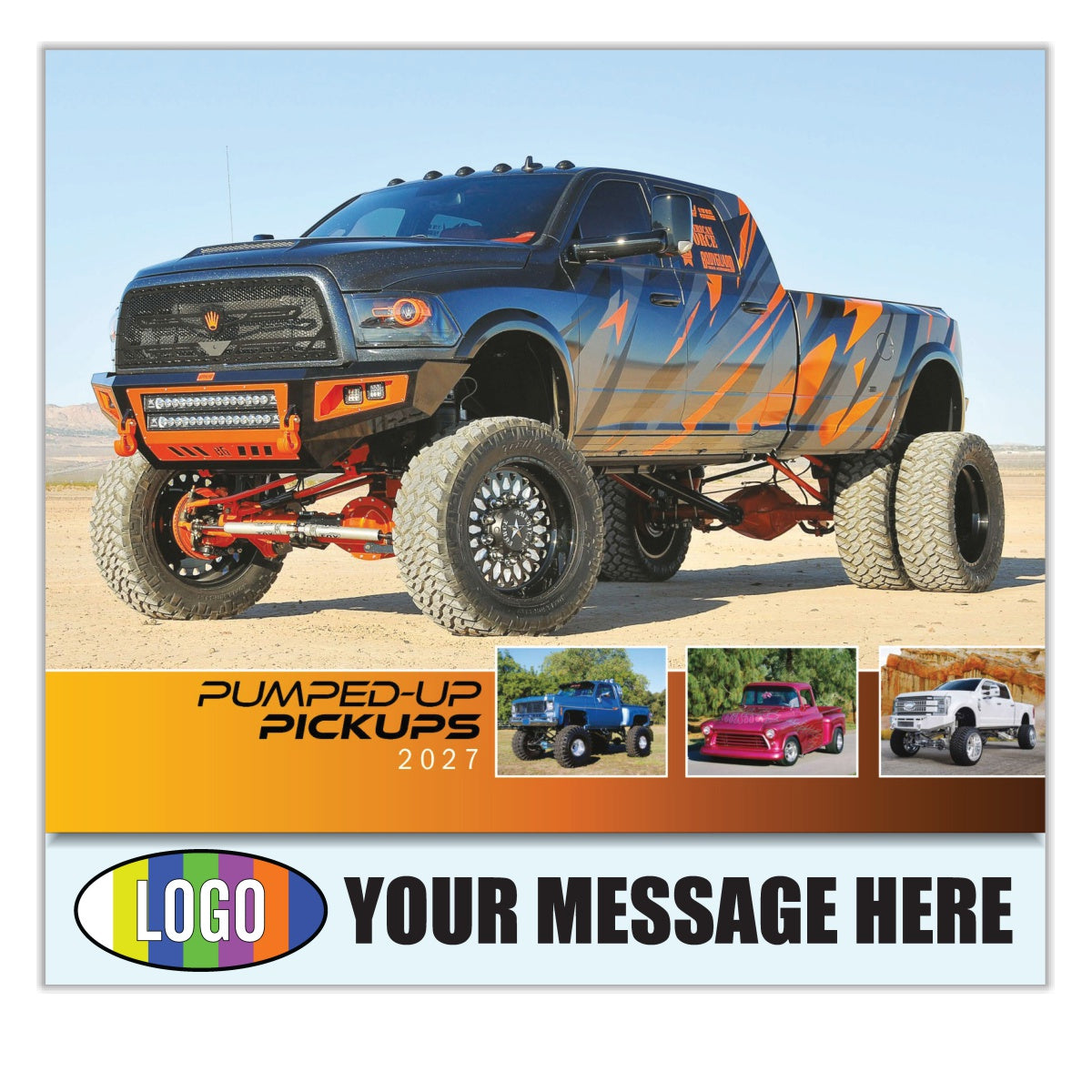 2027 Business Promotional Calendar - Pumped-Up Pickups - Printed with your Logo, Name and message