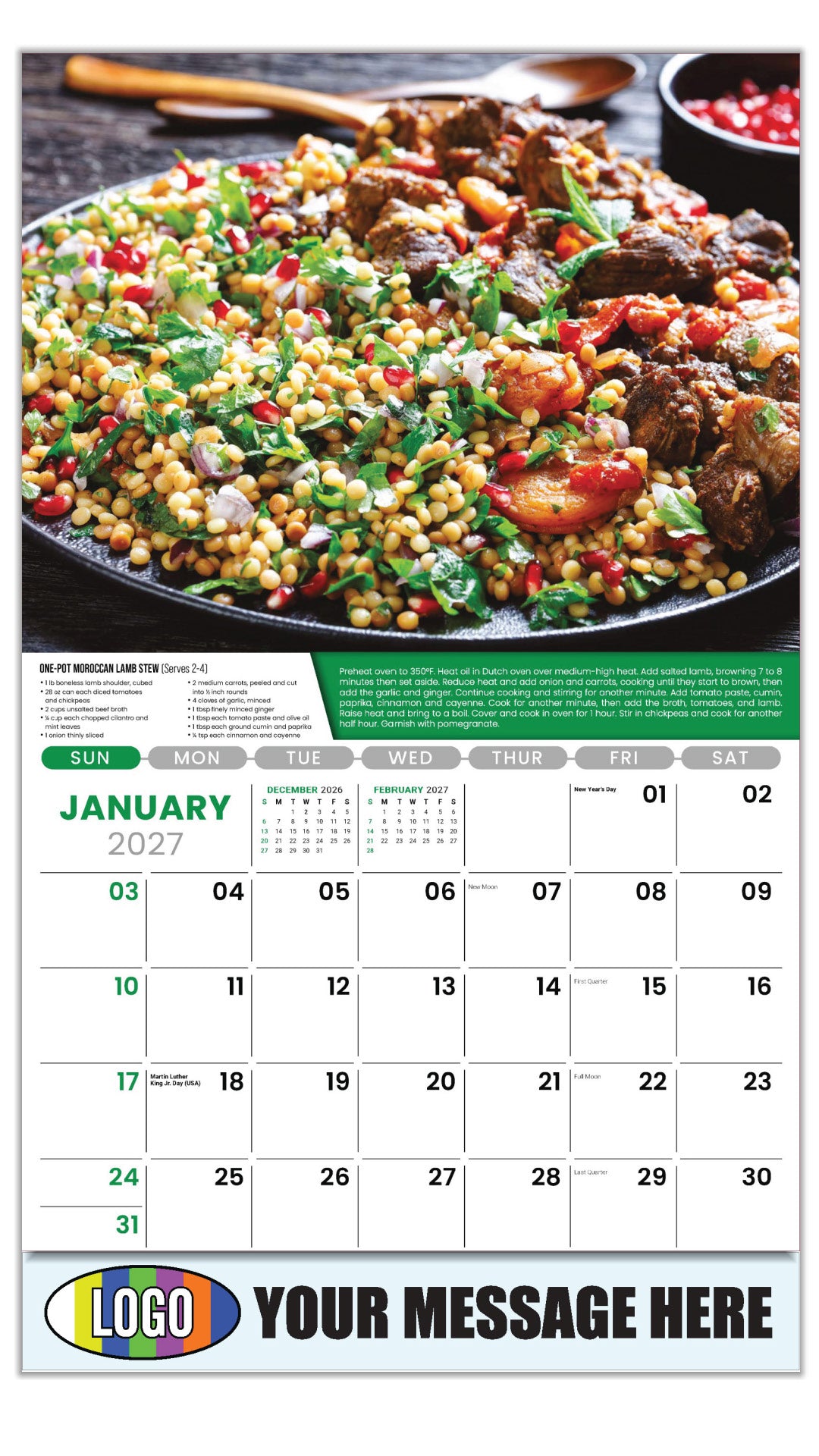 Moroccan Lamb Stew - Recipe - 2027 Business Promotional Calendar - January