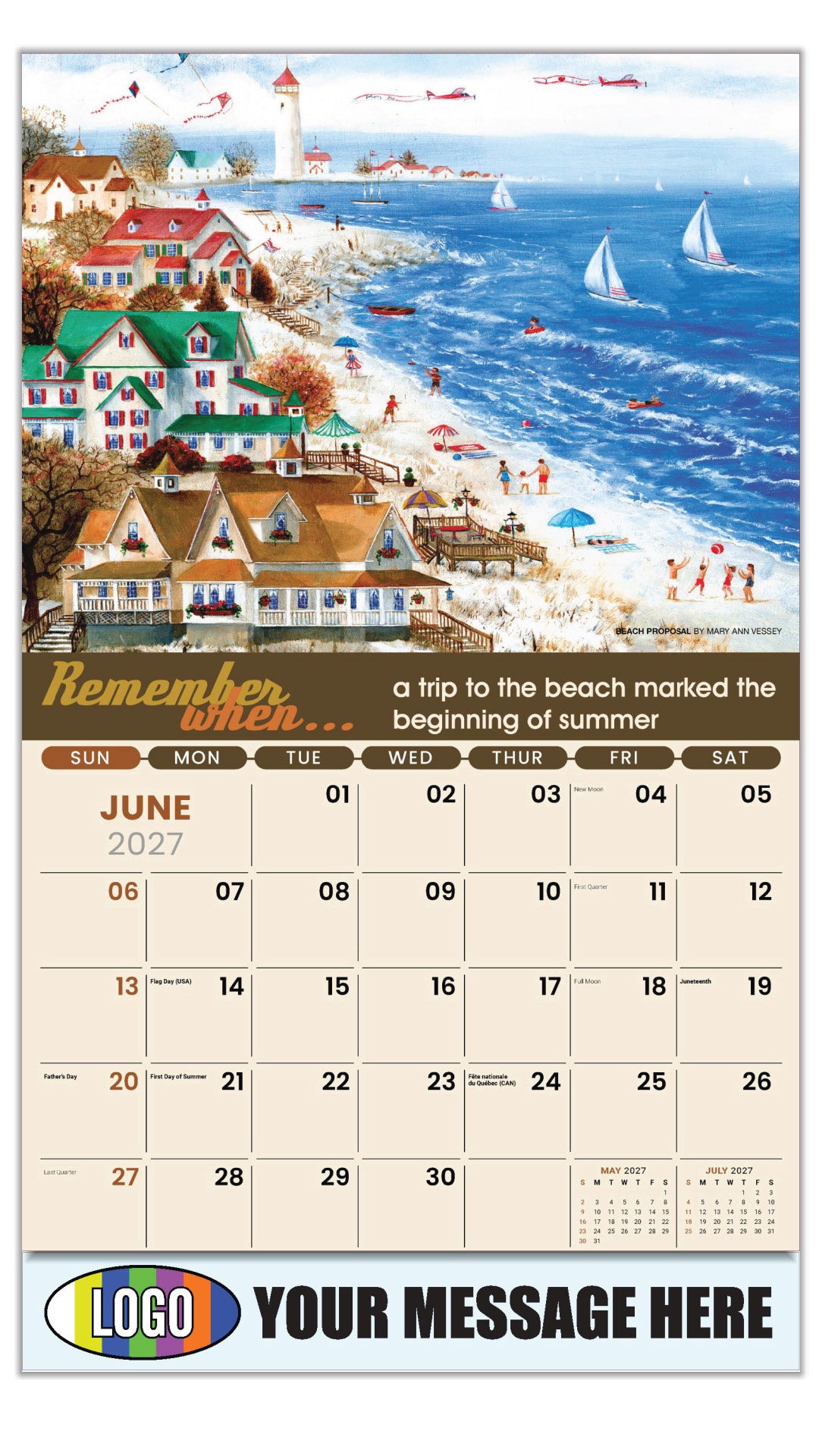 2027 Business Advertising Calendar - Remember When - Beach Proposal by Mary Ann Vessey - June