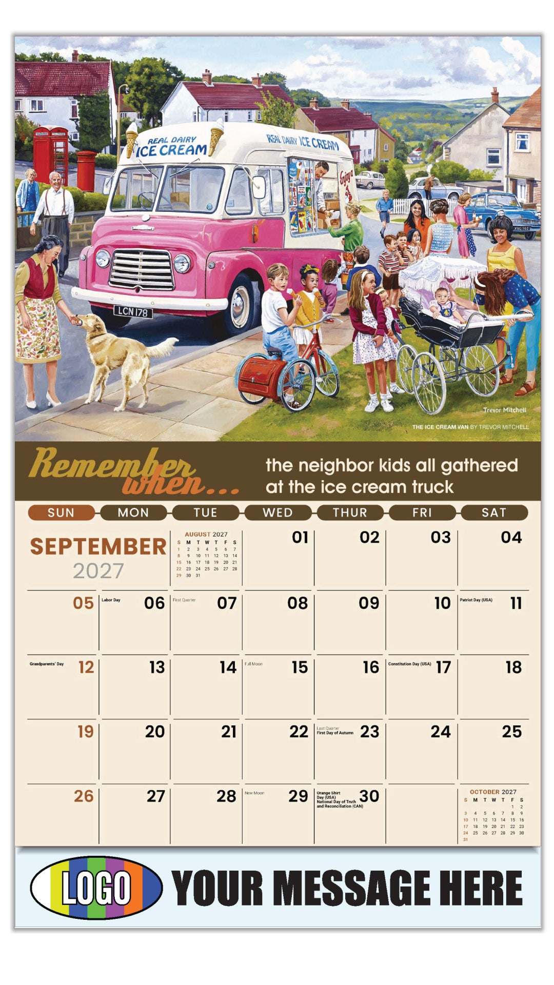 2027 Business Promo Calendar - Remember When - The Ice Cream Van by Trevor Mitchell - September