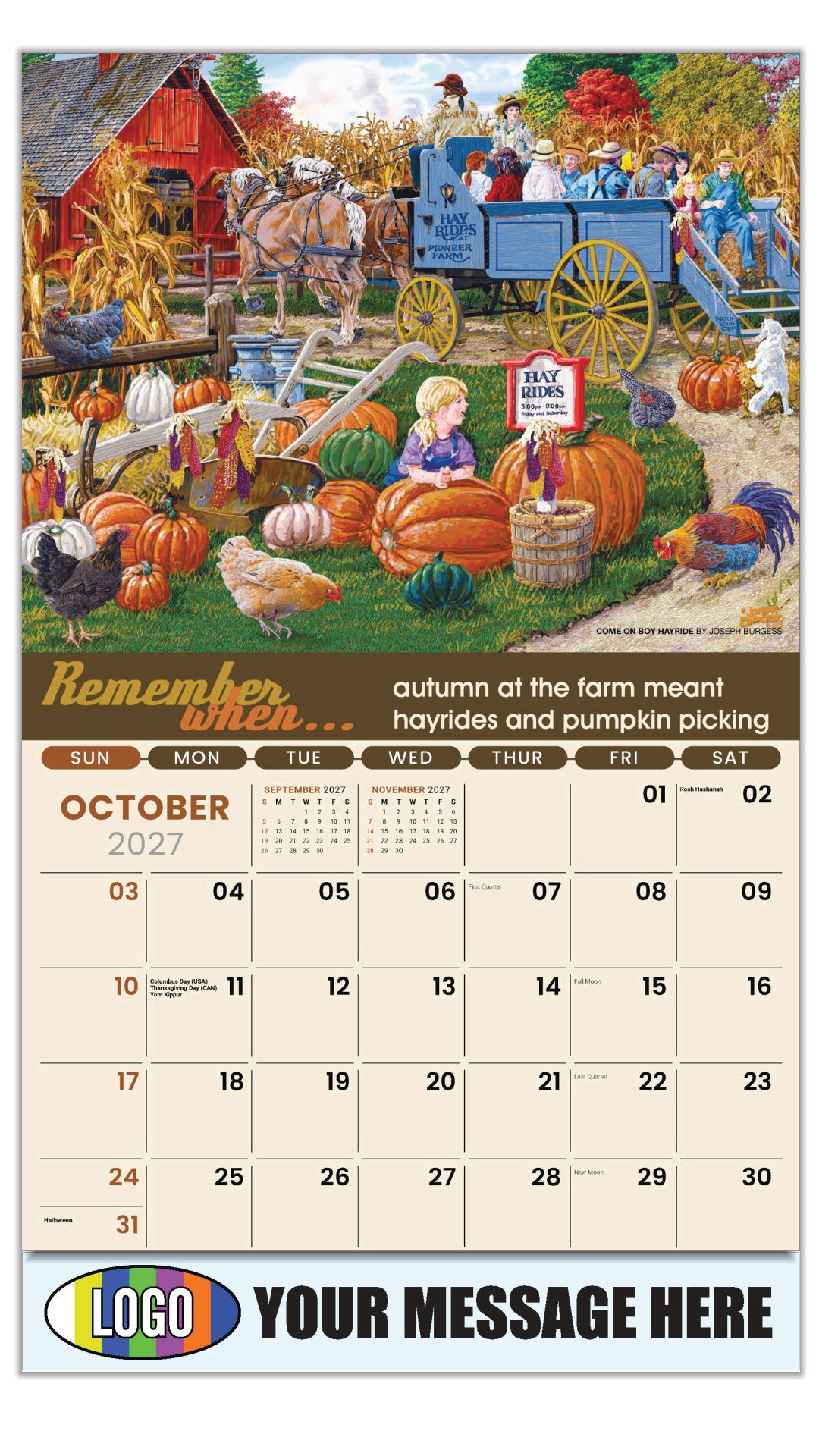 2027 Business Promotion Calendar - Remember When - Come On Boy Hayride by Joseph Burgess - October