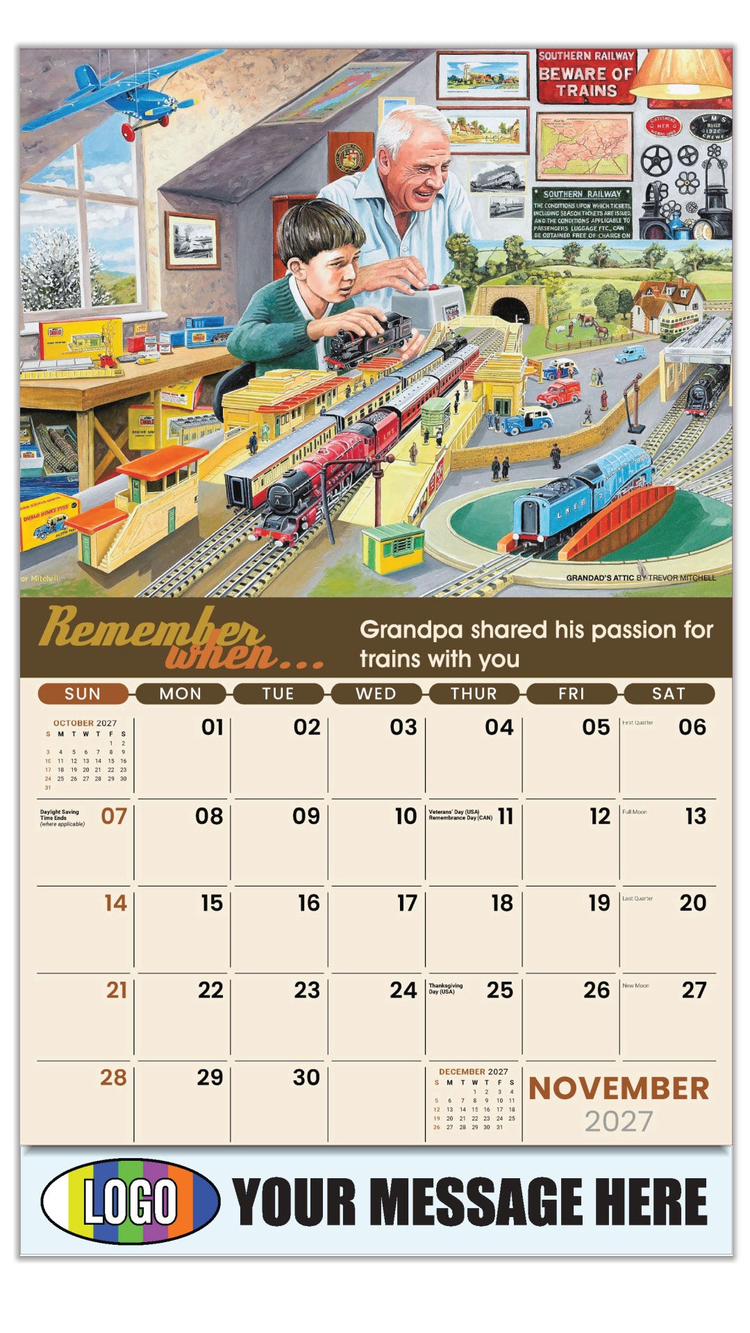 2027 Business Promotion Calendar - Remember When - Grandad’s Attic by Trevor Mitchell - November