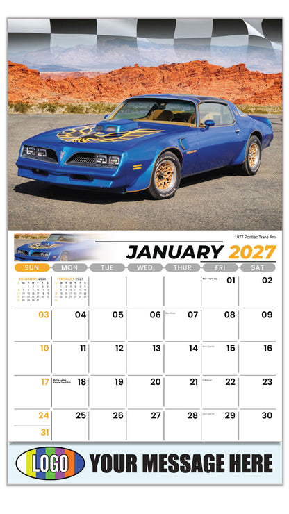 2027 Business Promotional Calendar - Road Warriors - 1977 Pontiac Trans Am - January