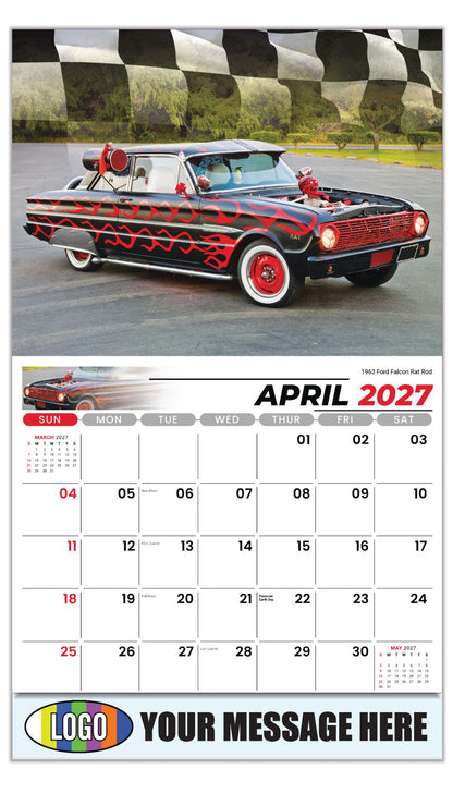 2027 Business Advertising Calendar - Road Warriors - 1963 Ford Falcon Rat Rod - April