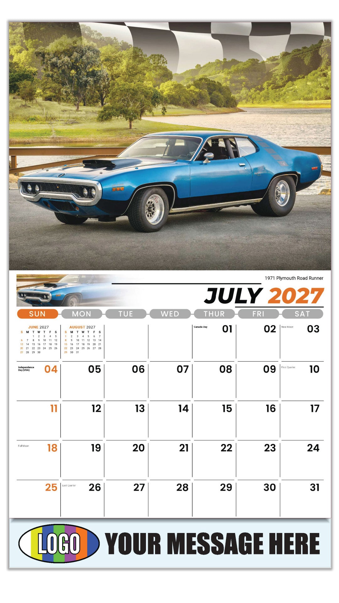 2027 Business Promo Calendar - Road Warriors - 1971 Plymouth Road Runner - July