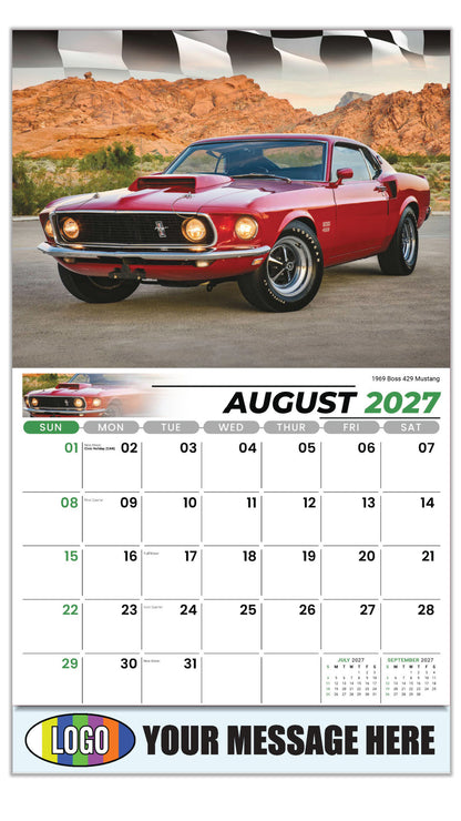 2027 Business Promo Calendar - Road Warriors - 1969 Boss 429 Mustang - August