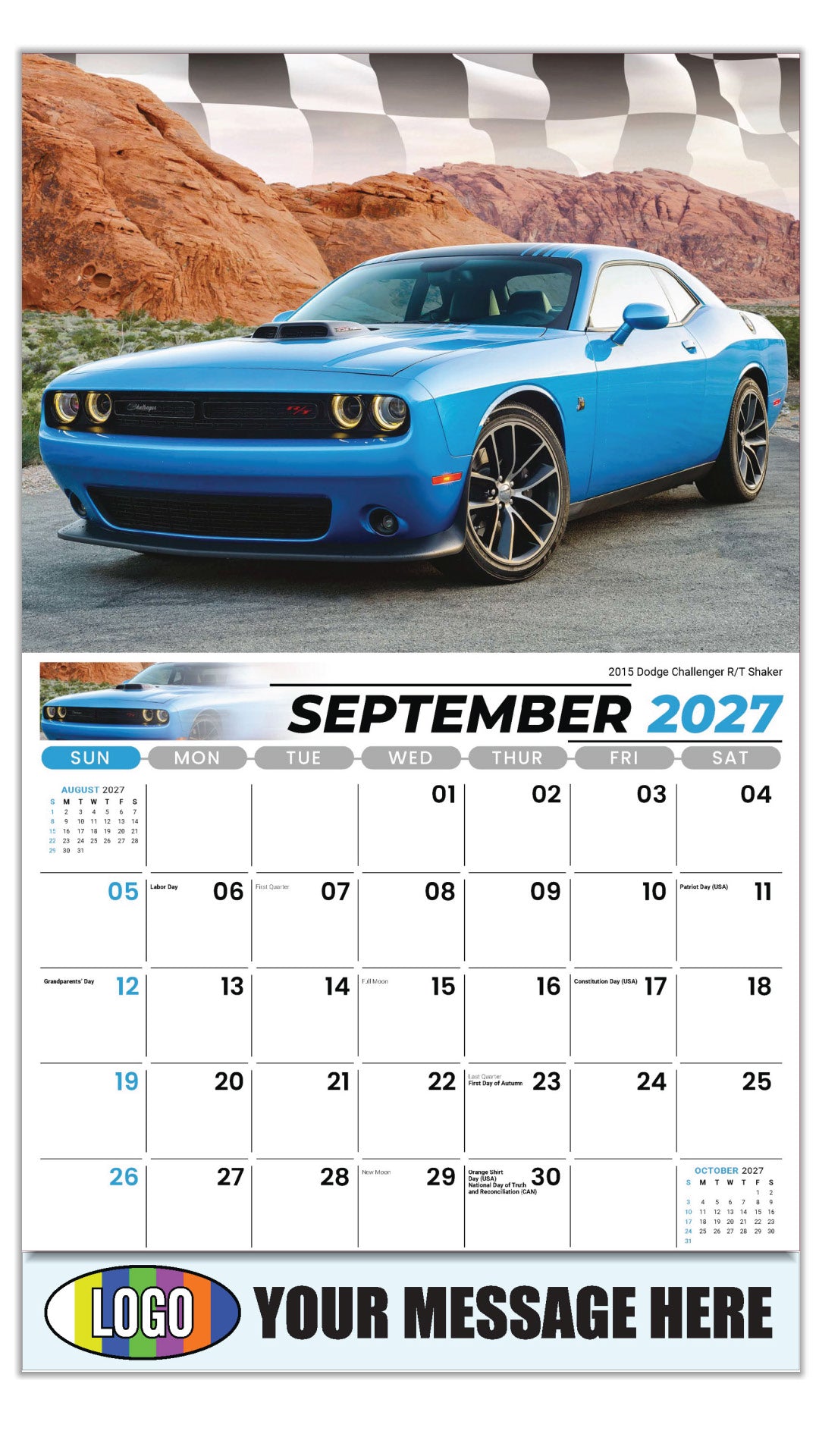 2027 Business Promo Calendar - Road Warriors - 2015 Dodge Challenger R/T Shaker - September