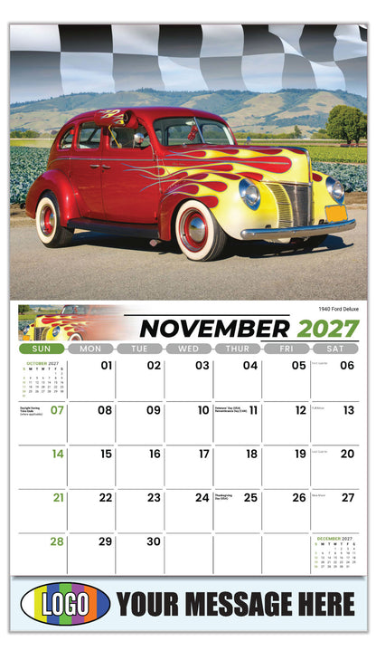 2027 Business Promotion Calendar - Road Warriors - 1940 Ford Deluxe - November