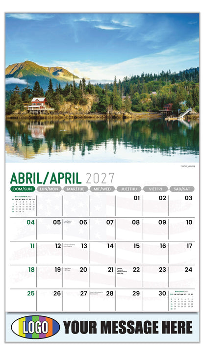 2027 Business Advertising Calendar - Scenes of America Bilingual - Homer, Alaska
 - April