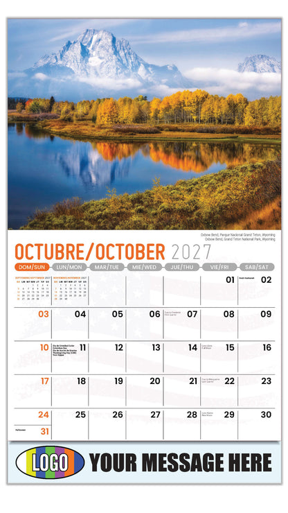 2027 Business Promotion Calendar - Scenes of America Bilingual - Oxbow Bend, Parque Nacional Grand Teton, Wyoming - October