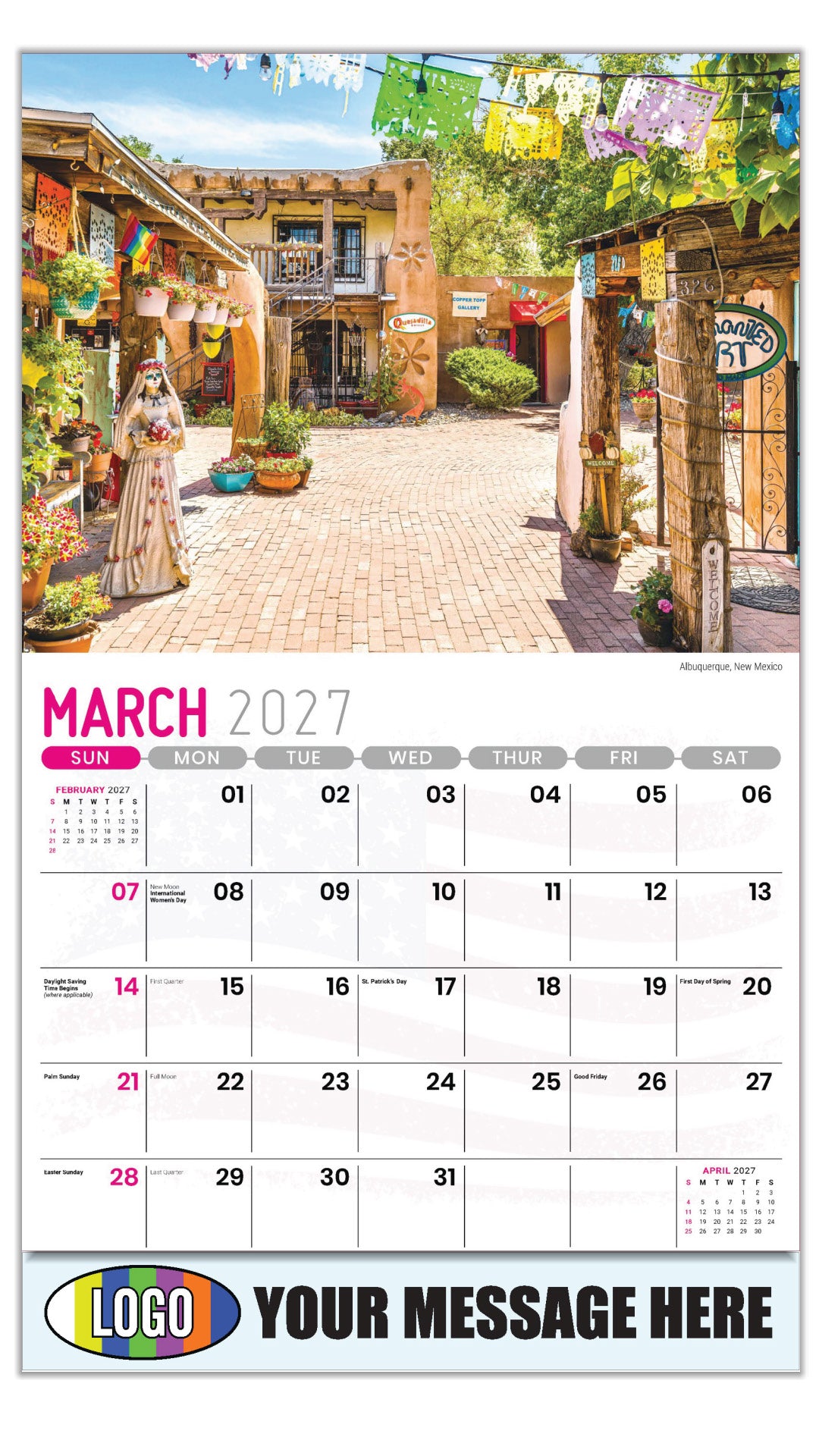 2027 Business Promotional Calendar - Scenes of America - Albuquerque, New Mexico - March
