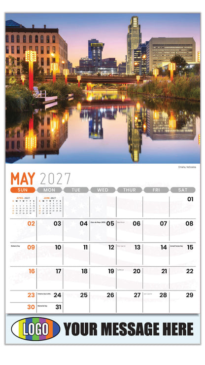 2027 Business Advertising Calendar - Scenes of America - Omaha, Nebraska - May