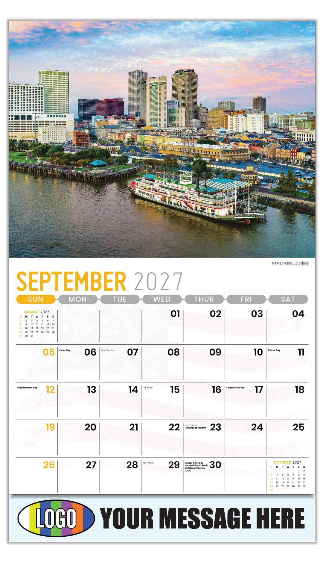 2027 Business Promo Calendar - Scenes of America - New Orleans, Louisiana - September