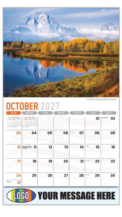 2027 Business Promotion Calendar - Scenes of America - Oxbow Bend, Grand Teton National Park, Wyoming - October