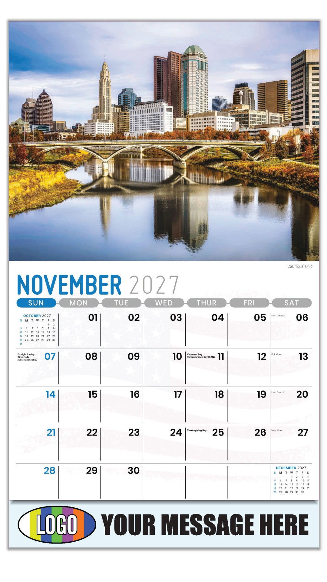 2027 Business Promotion Calendar - Scenes of America - Columbus, Ohio - November
