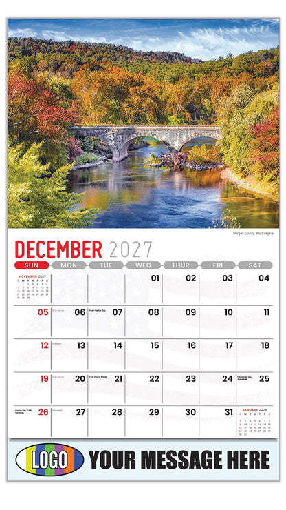 2027 Business Promotion Calendar - Scenes of America - Morgan County, West Virgina - December